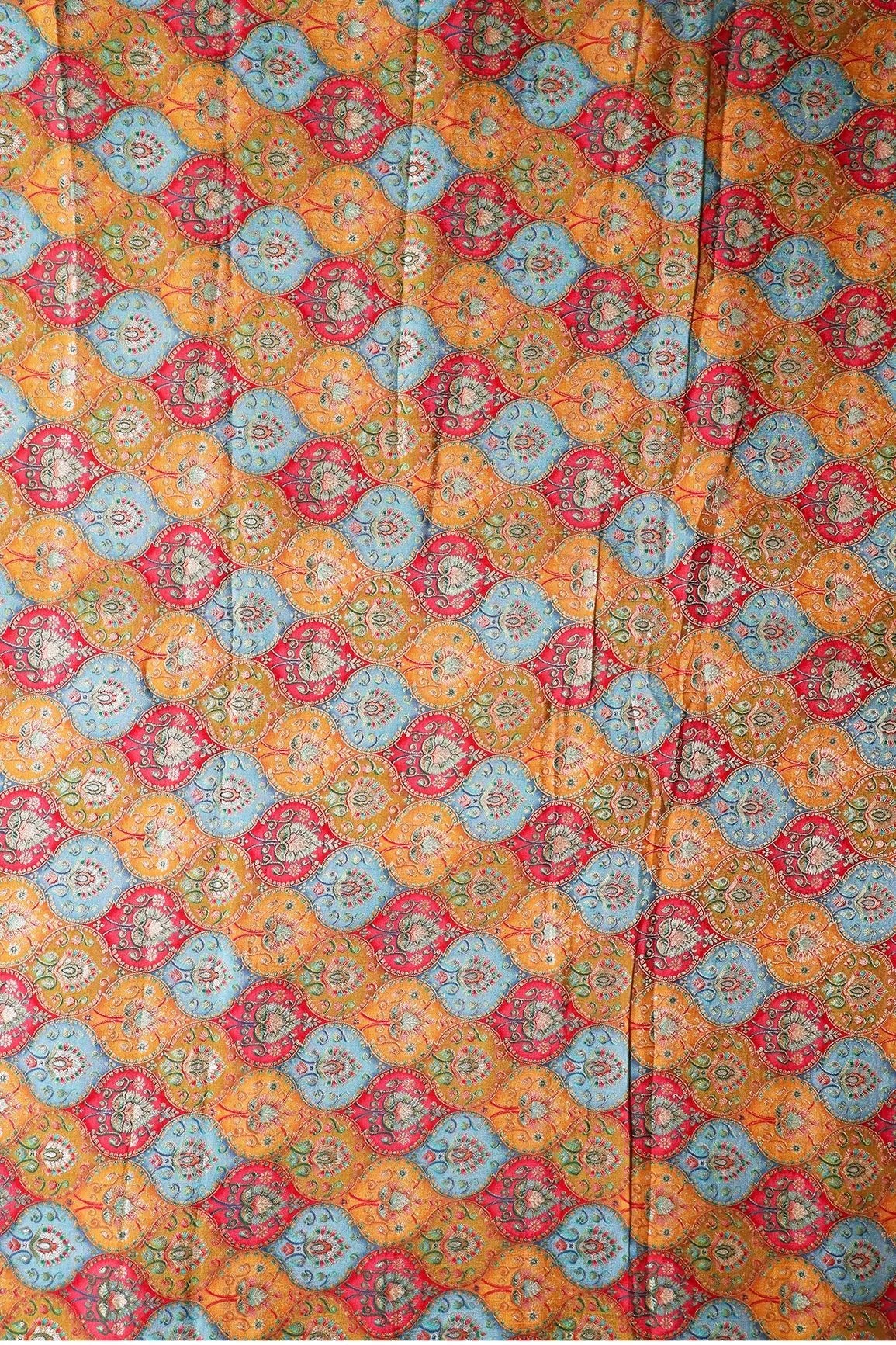 Positional Trellis Print Viscose Dola Silk Jacquard Fabric - doeraa