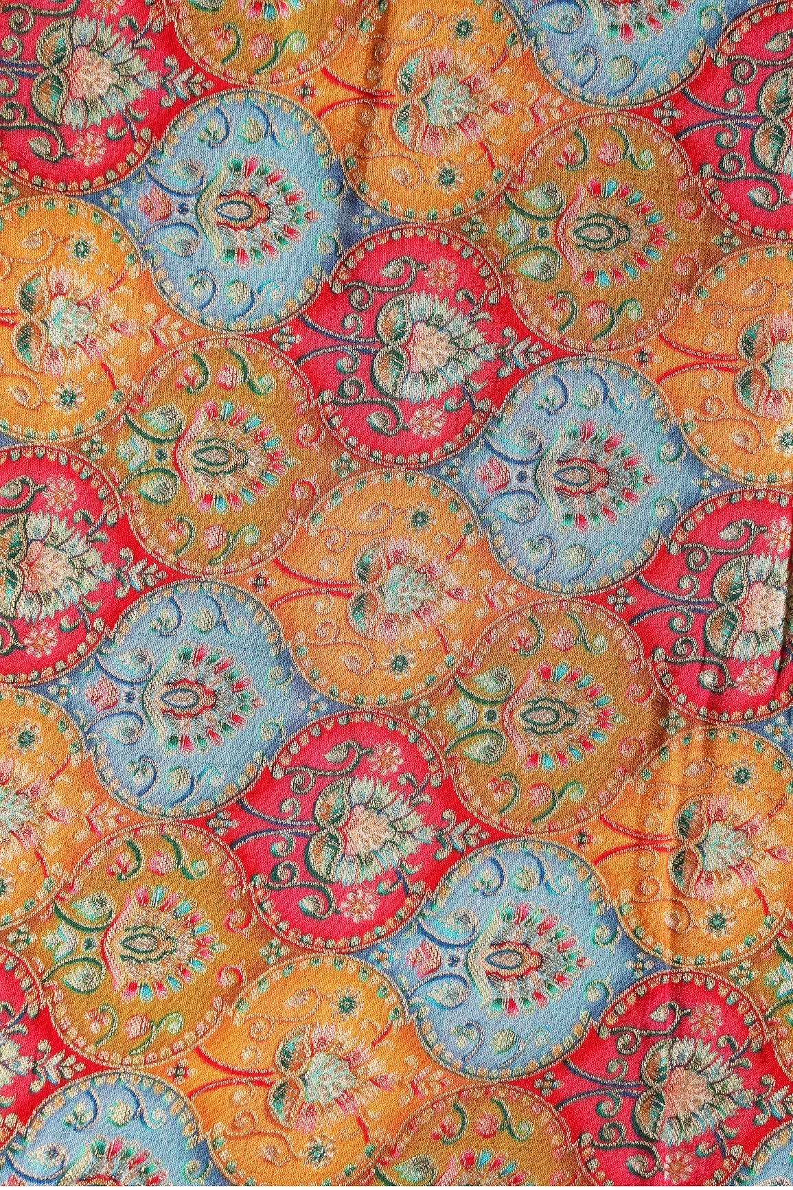 Positional Trellis Print Viscose Dola Silk Jacquard Fabric - doeraa