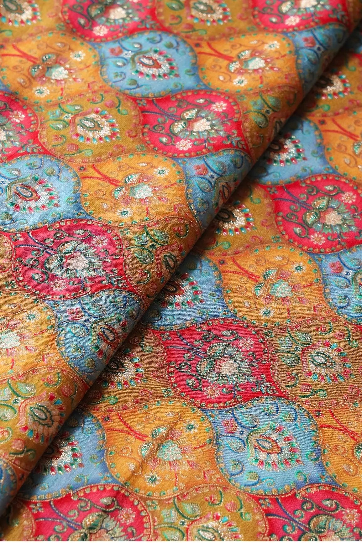Positional Trellis Print Viscose Dola Silk Jacquard Fabric - doeraa