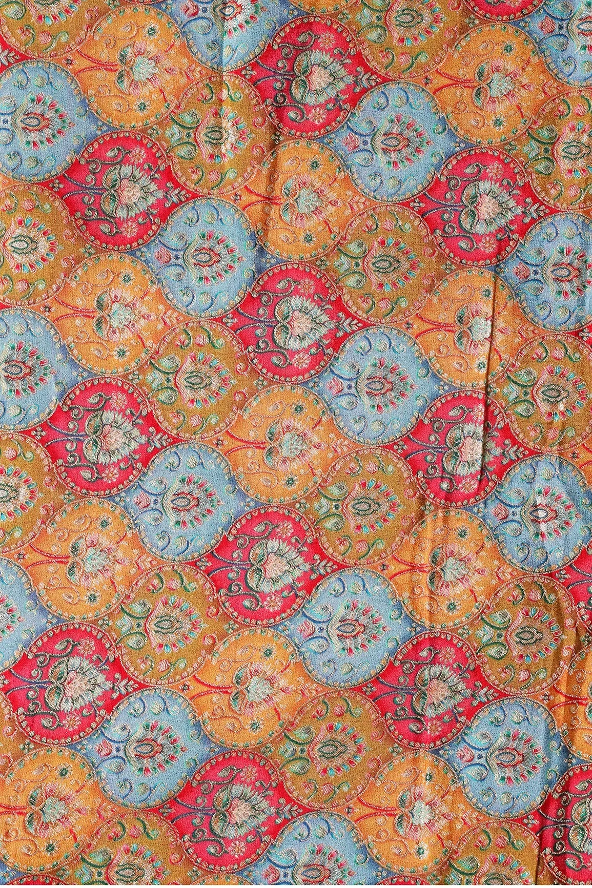 Positional Trellis Print Viscose Dola Silk Jacquard Fabric - doeraa
