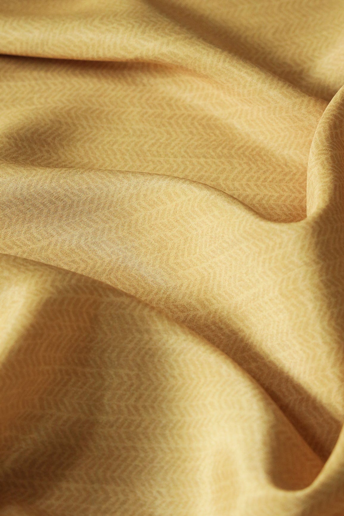 doeraa Prints Cyber Yellow Chevron Pattern Digital Print On French Crepe Fabric