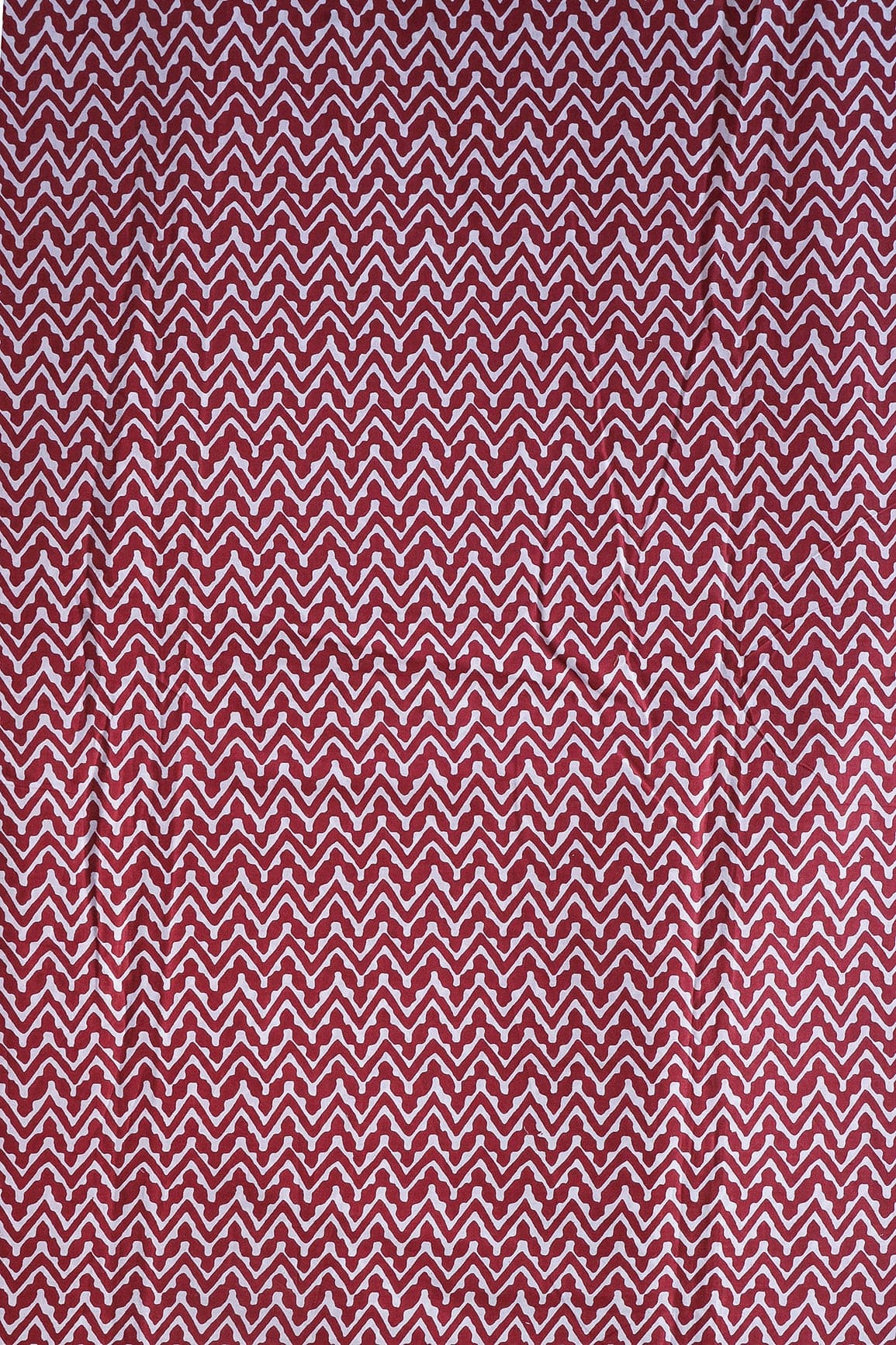 doeraa Prints White Chevron Pattern Print On Maroon Pure Cotton Fabric