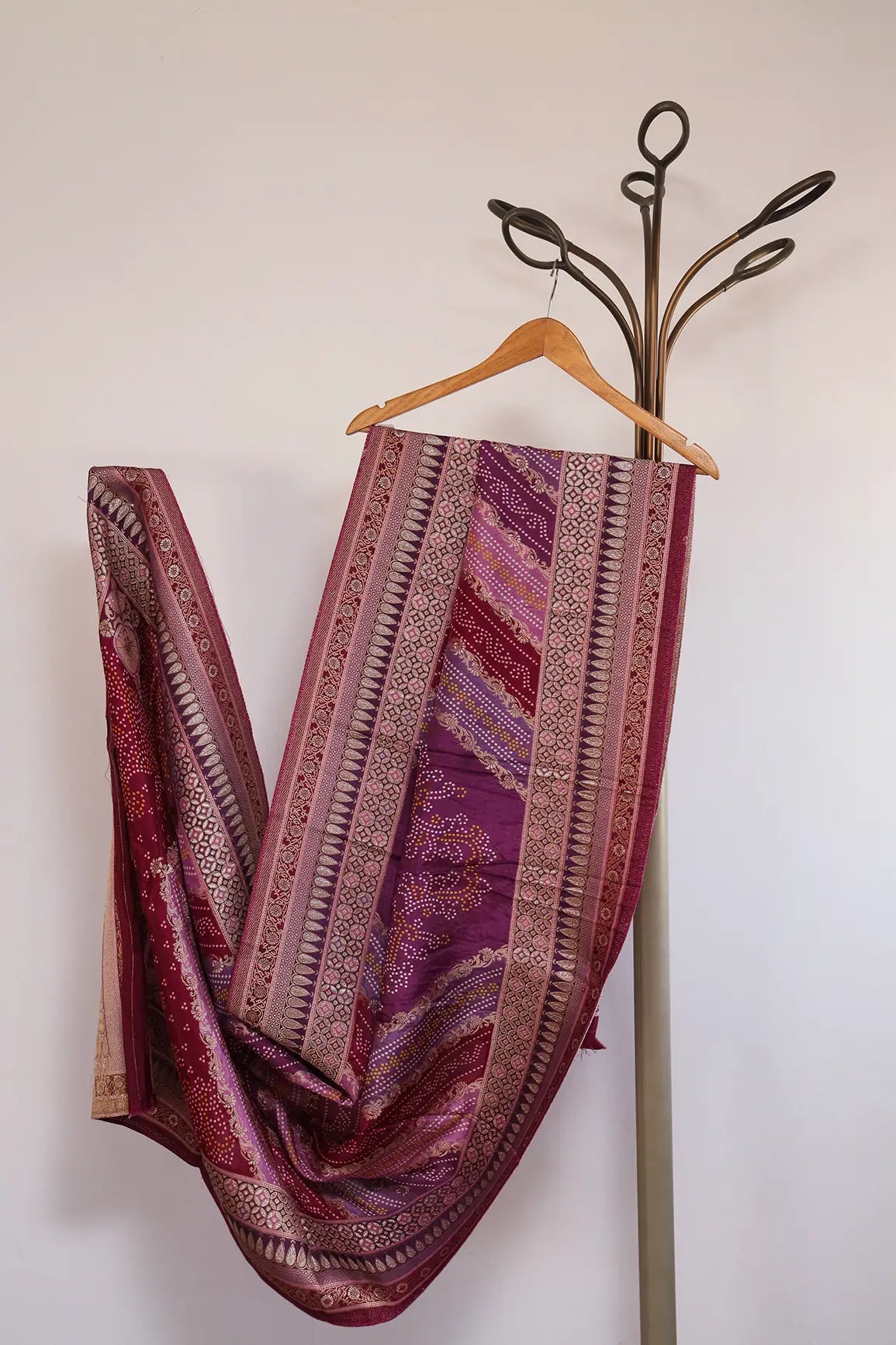 Purple Pure Viscose Dola Silk Jacquard Print Dupatta - doeraa