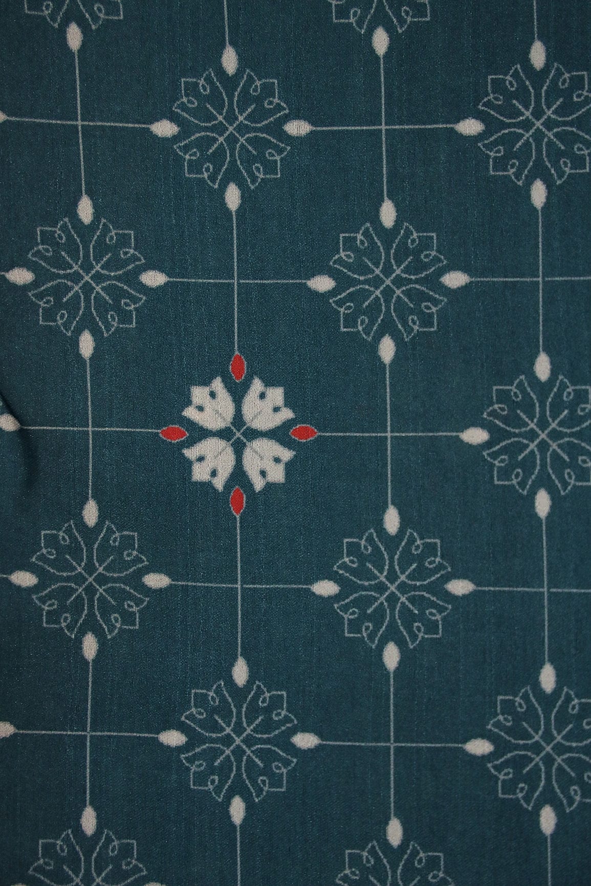 Rama Floral Geometric Digital Print on Tussar Satin Fabric - doeraa