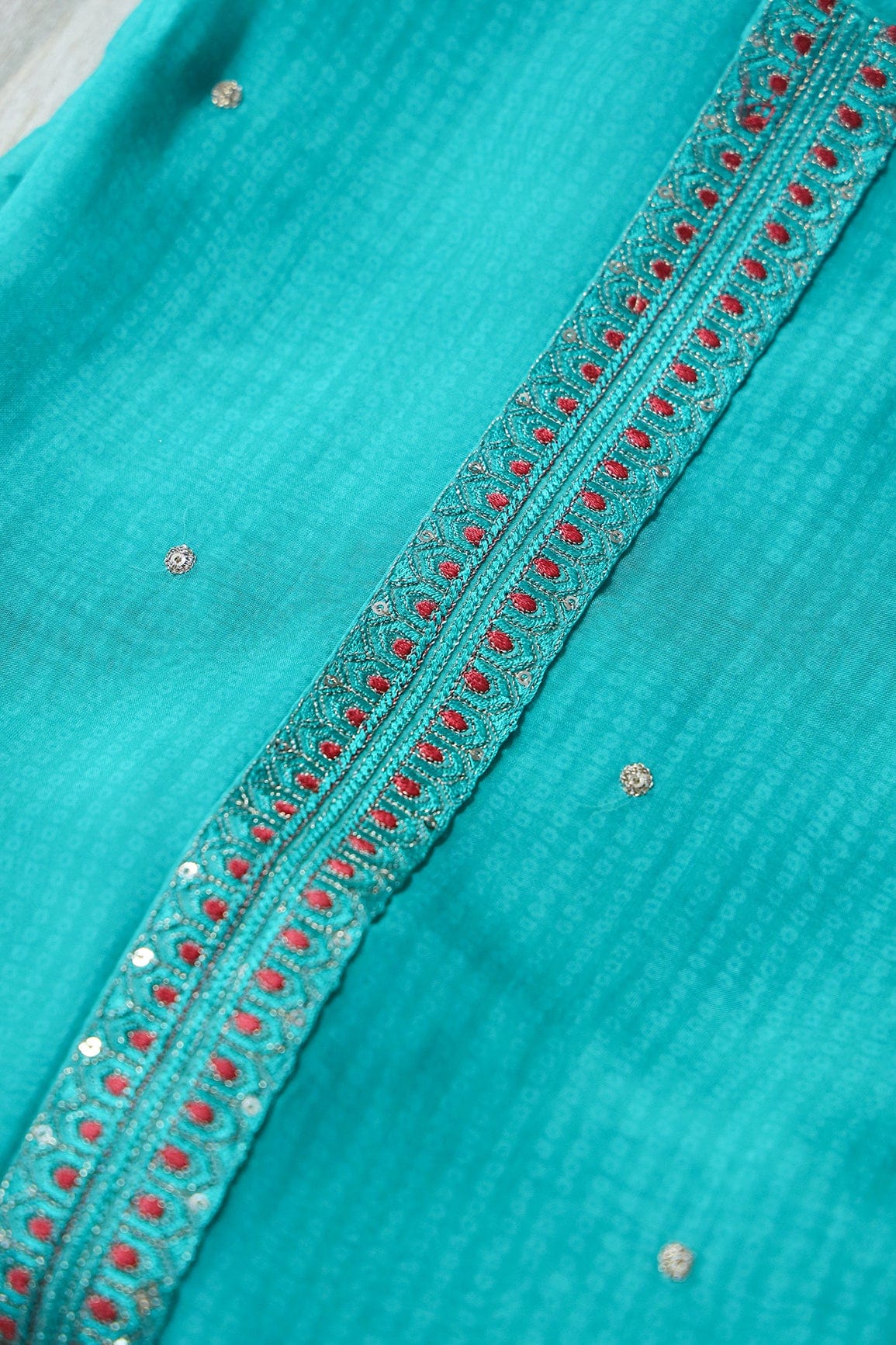 Rama Semi Stitched Pure Organza Suit Set (3 piece) - doeraa