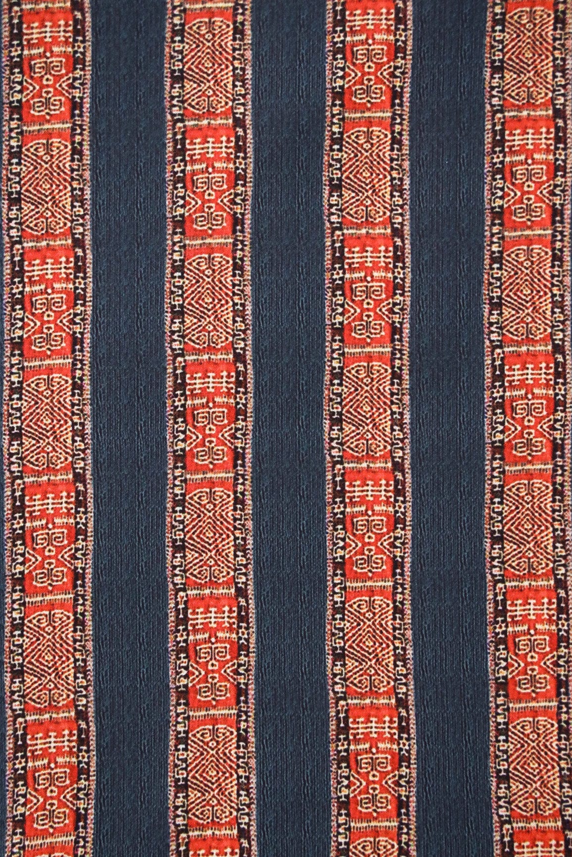 Red and Blue Geometric Digital Print on Satin Fabric - doeraa