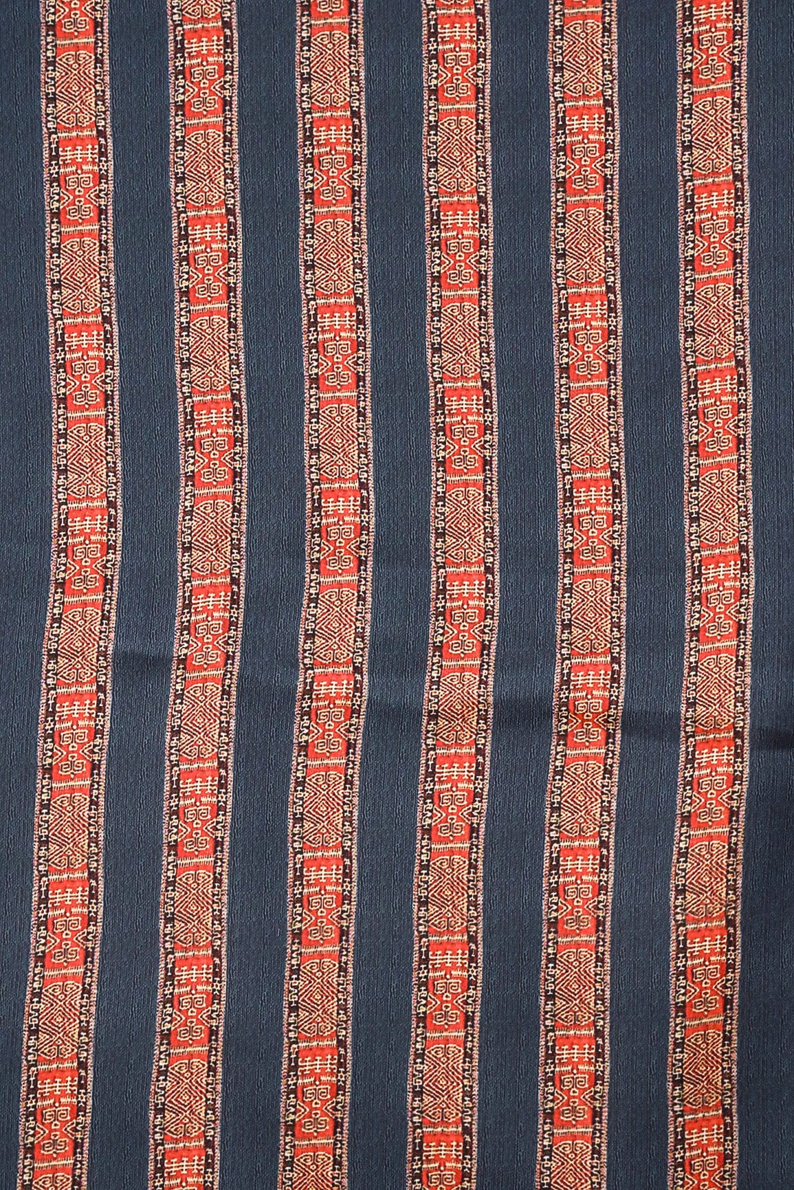Red and Blue Geometric Digital Print on Satin Fabric - doeraa