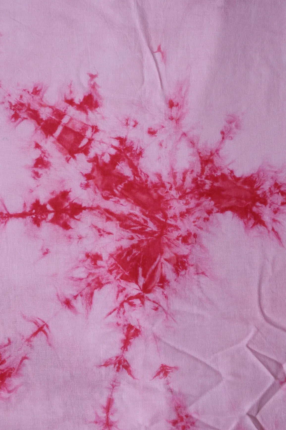 Red And Off White Tie & Dye Shibori Print On Pure Cotton Fabric - doeraa