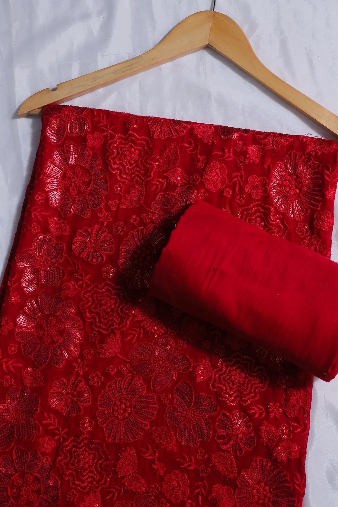 Red Saree Set (2 Piece) - doeraa