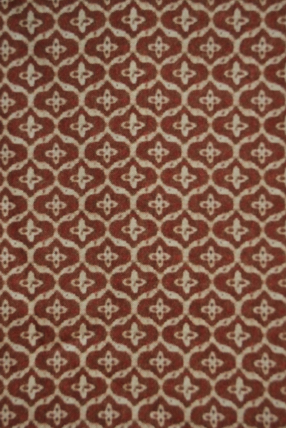 Rust Geometric Digital Print Design on Tussar Silk Fabric - doeraa