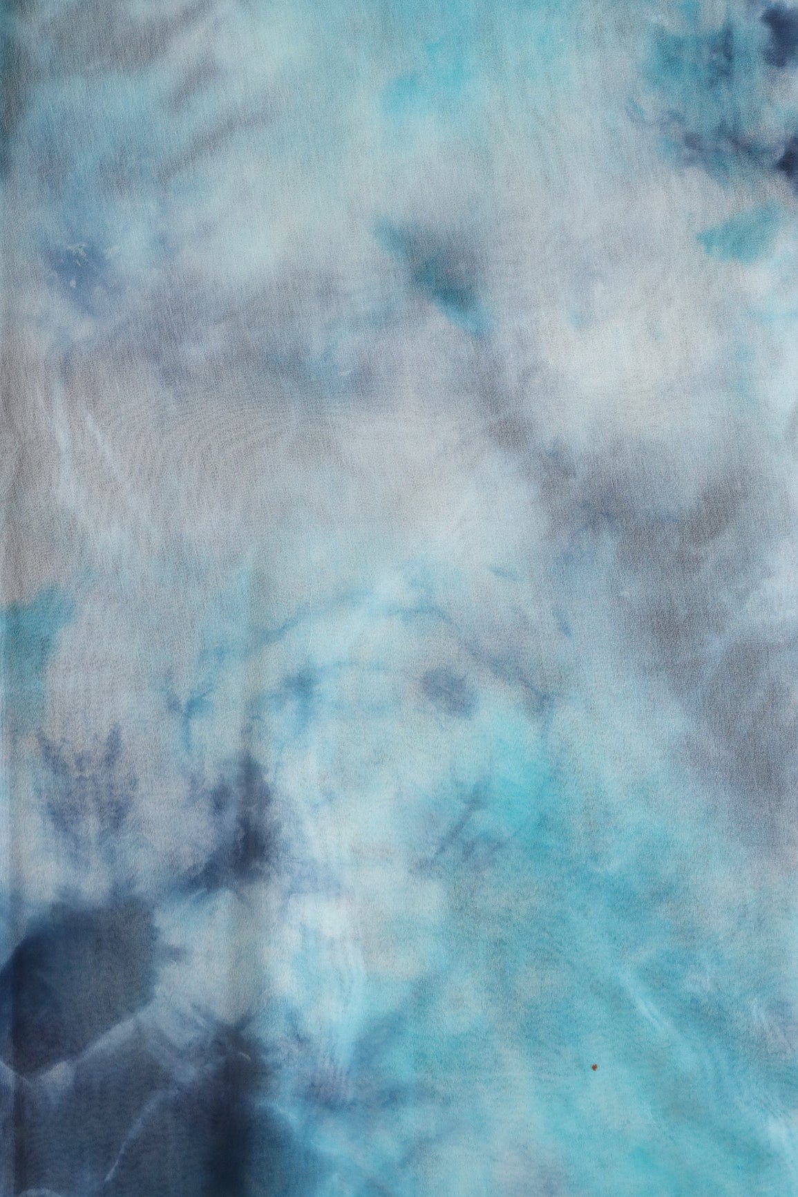 Sky Blue Tie & Dye Shibori Print On Organza Fabric - doeraa