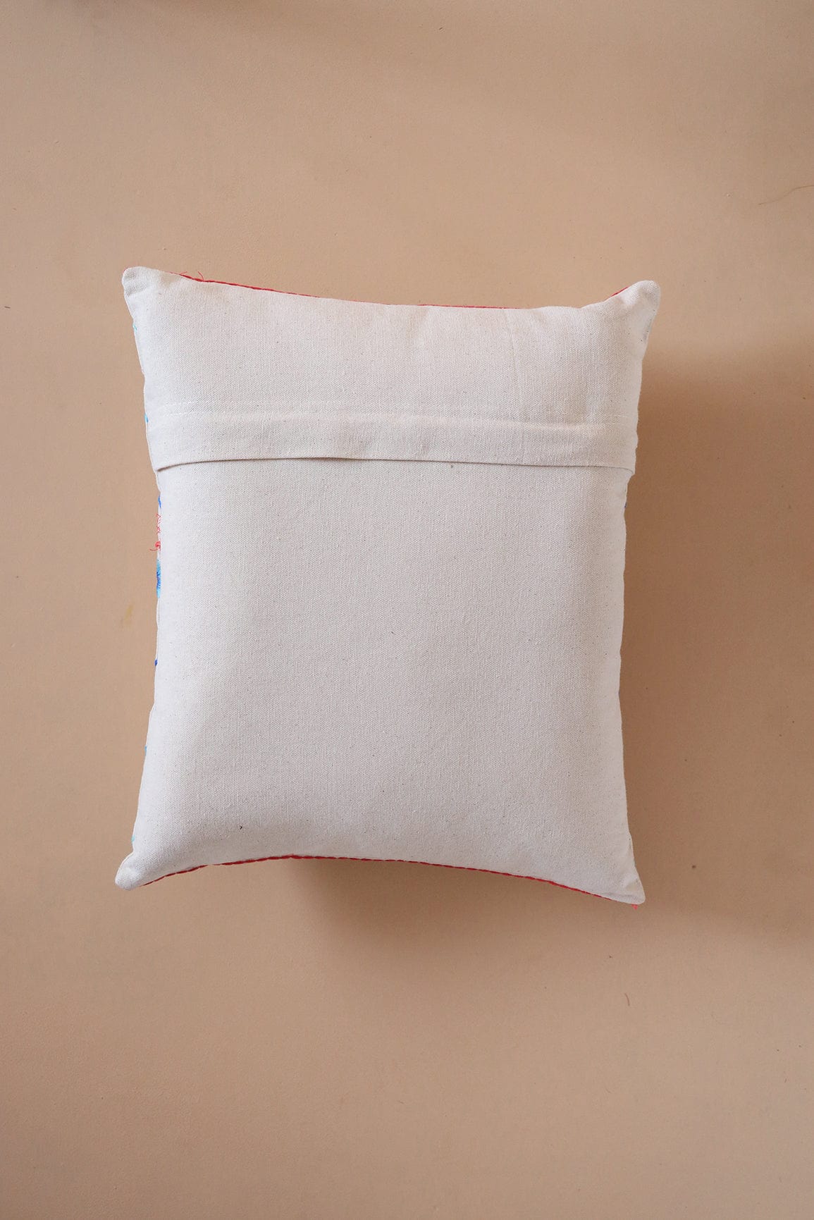 Subtle Blue Embroidery on Off White cotton Cushion Cover (16*16 inches) - doeraa
