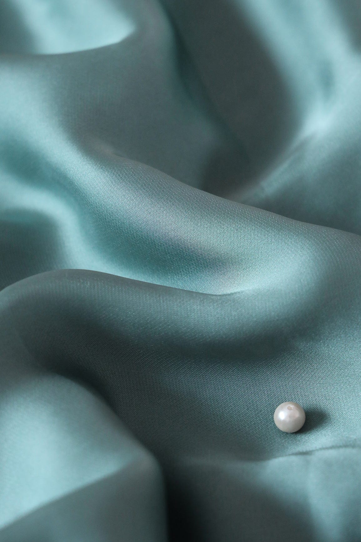 Teal Blue Dyed Georgette Satin Fabric - doeraa