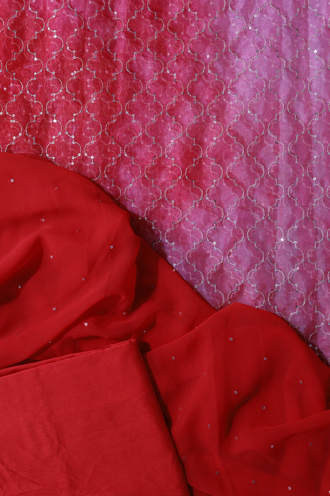 Tie & Dye Red Unstitched Suit (3 Piece) - doeraa