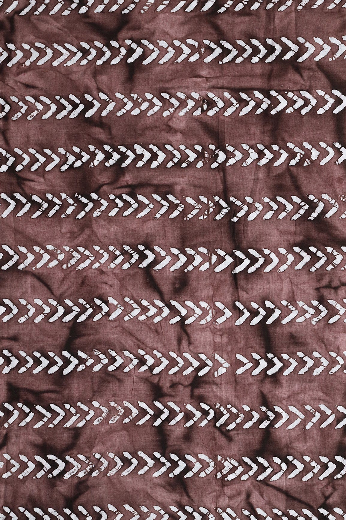 White And Brown Geometric Pattern Batik Hand block Organic Cotton Fabric - doeraa