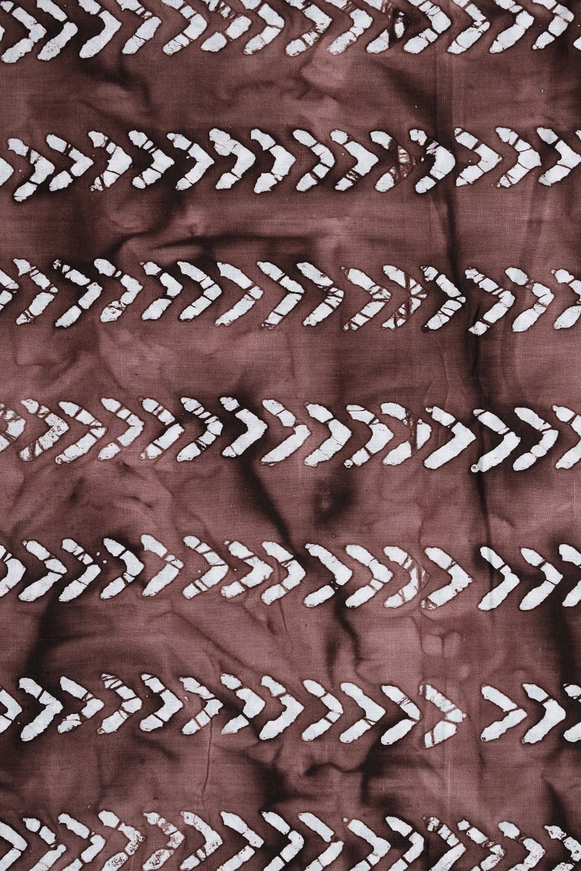 White And Brown Geometric Pattern Batik Hand block Organic Cotton Fabric - doeraa