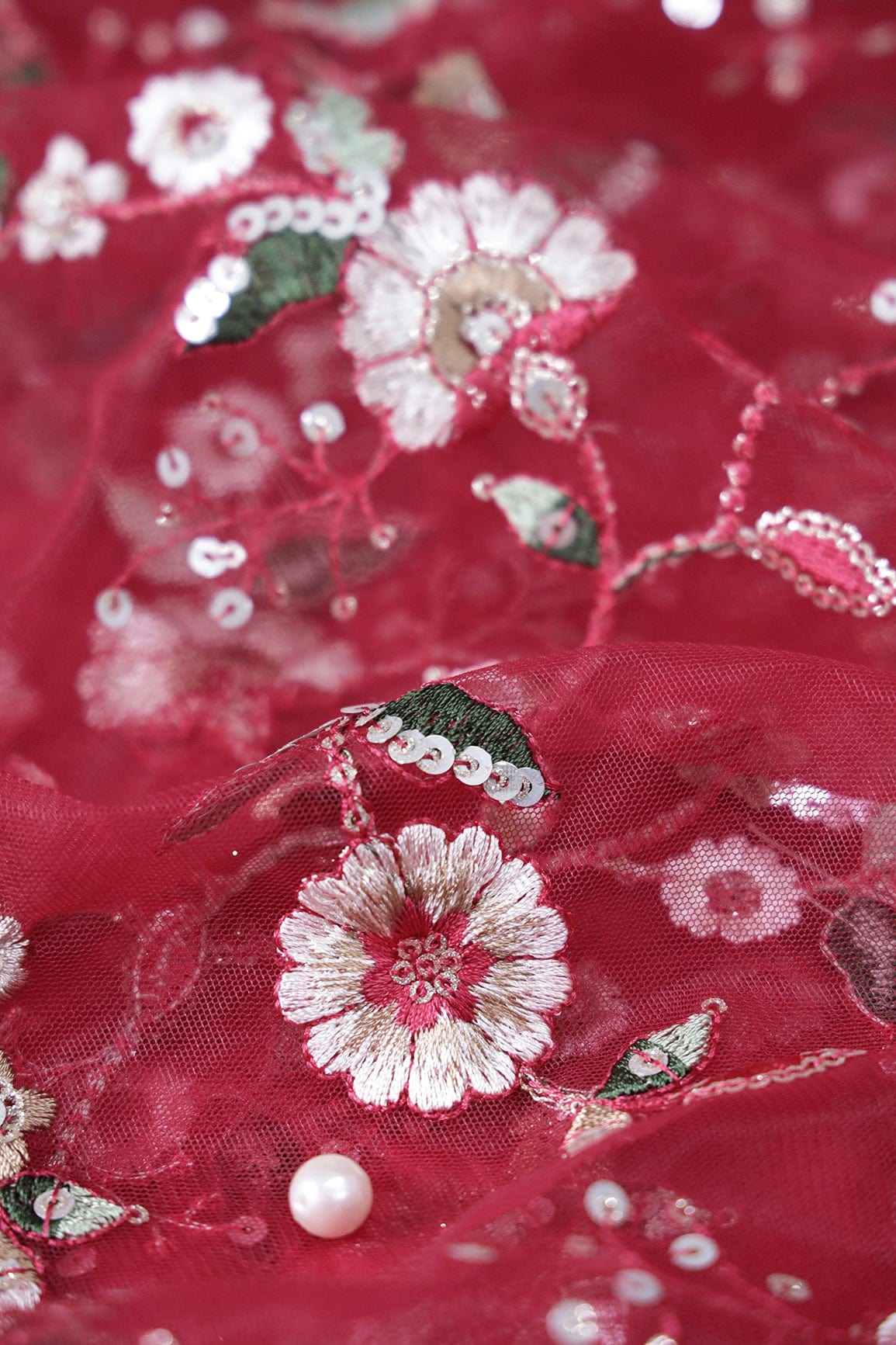 White And Red Unstitched Lehenga Set Fabric (3 Piece) - doeraa