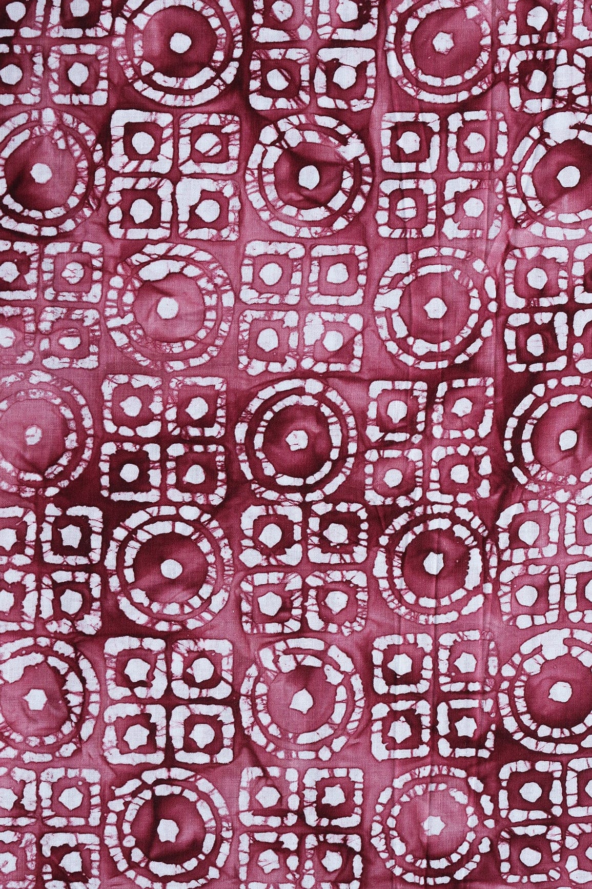 White And Rouge Pink Geometric Pattern Batik Handblock Organic Cotton Fabric - doeraa