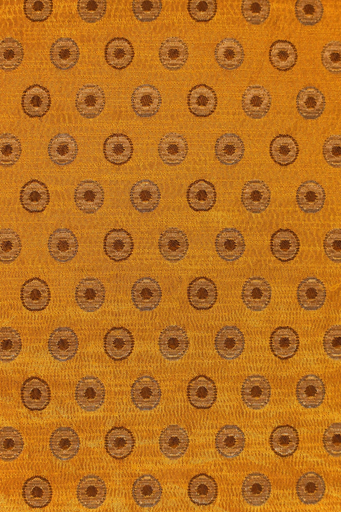Yellow Polka Double Cloth Jacquard Banarasi Fabric - doeraa