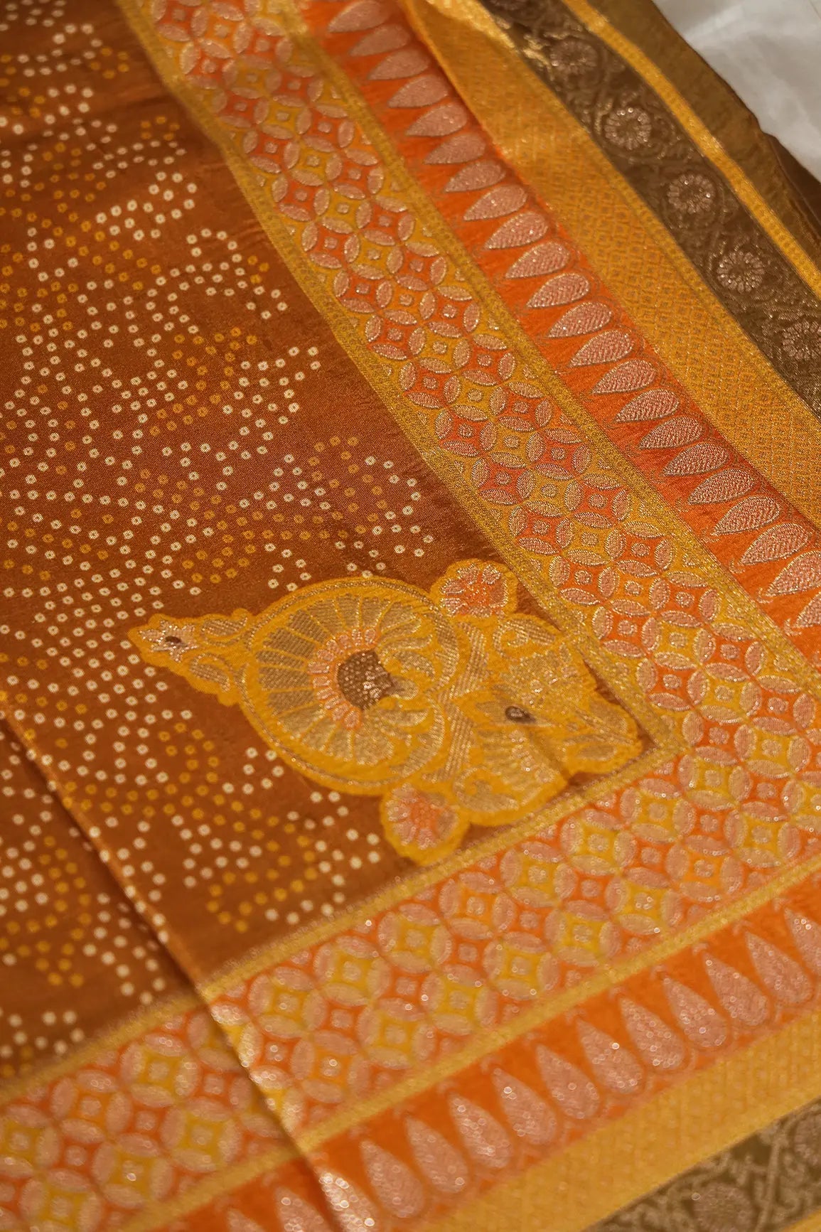 Yellow Pure Viscose Dola Silk Jacquard Print Dupatta - doeraa