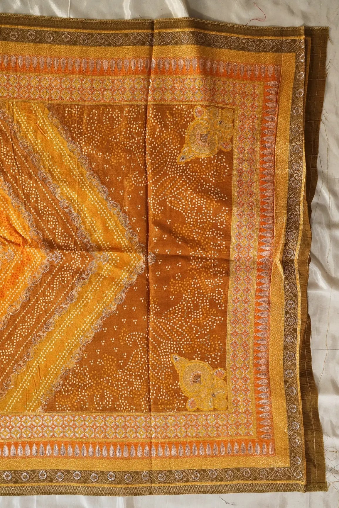 Yellow Pure Viscose Dola Silk Jacquard Print Dupatta - doeraa