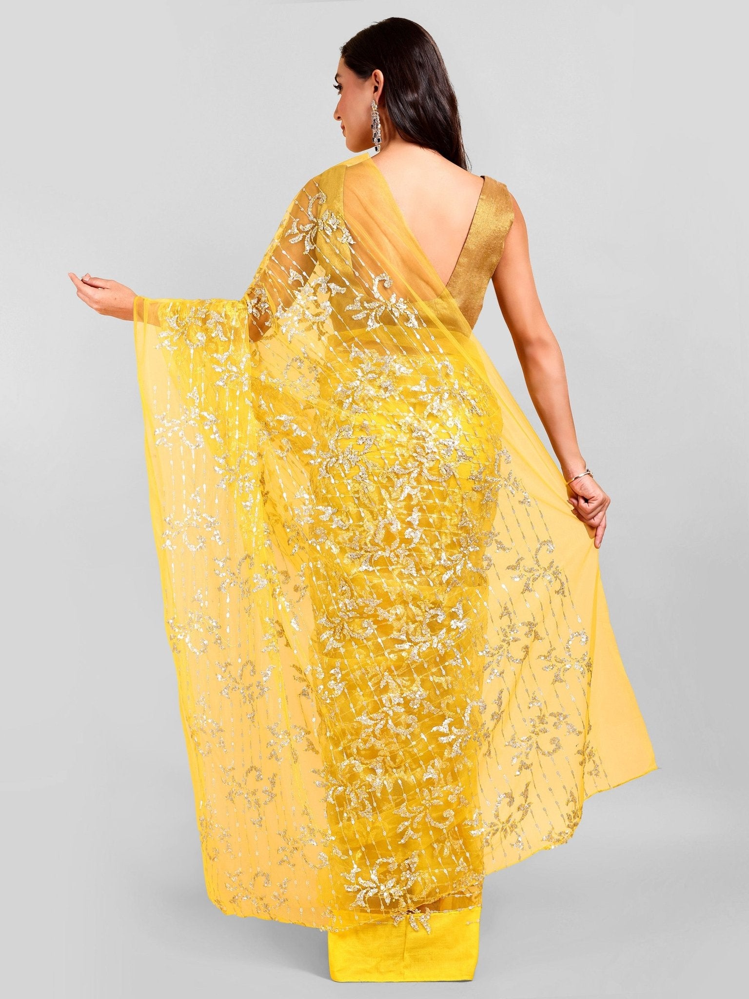 Yellow Saree Set (2 Piece) - doeraa