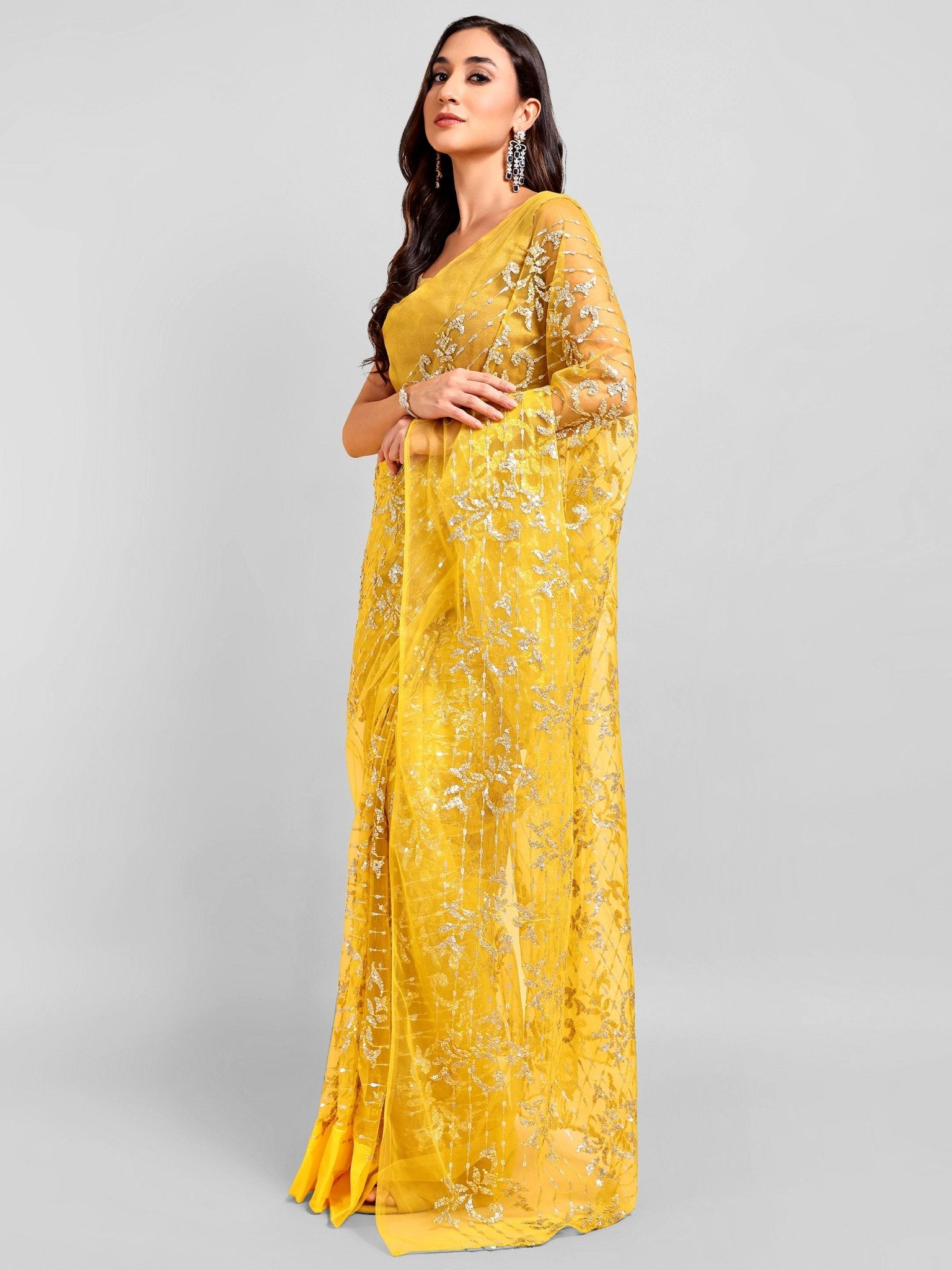 Yellow Saree Set (2 Piece) - doeraa