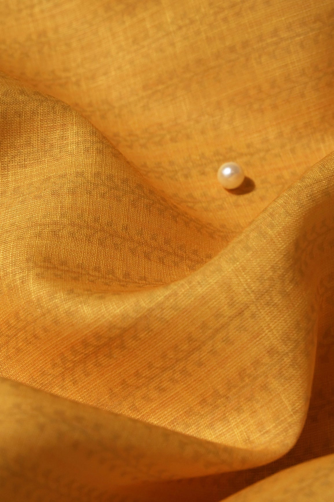 Yellow Stripes Textured Digital Print On Poly Linen Fabric - doeraa