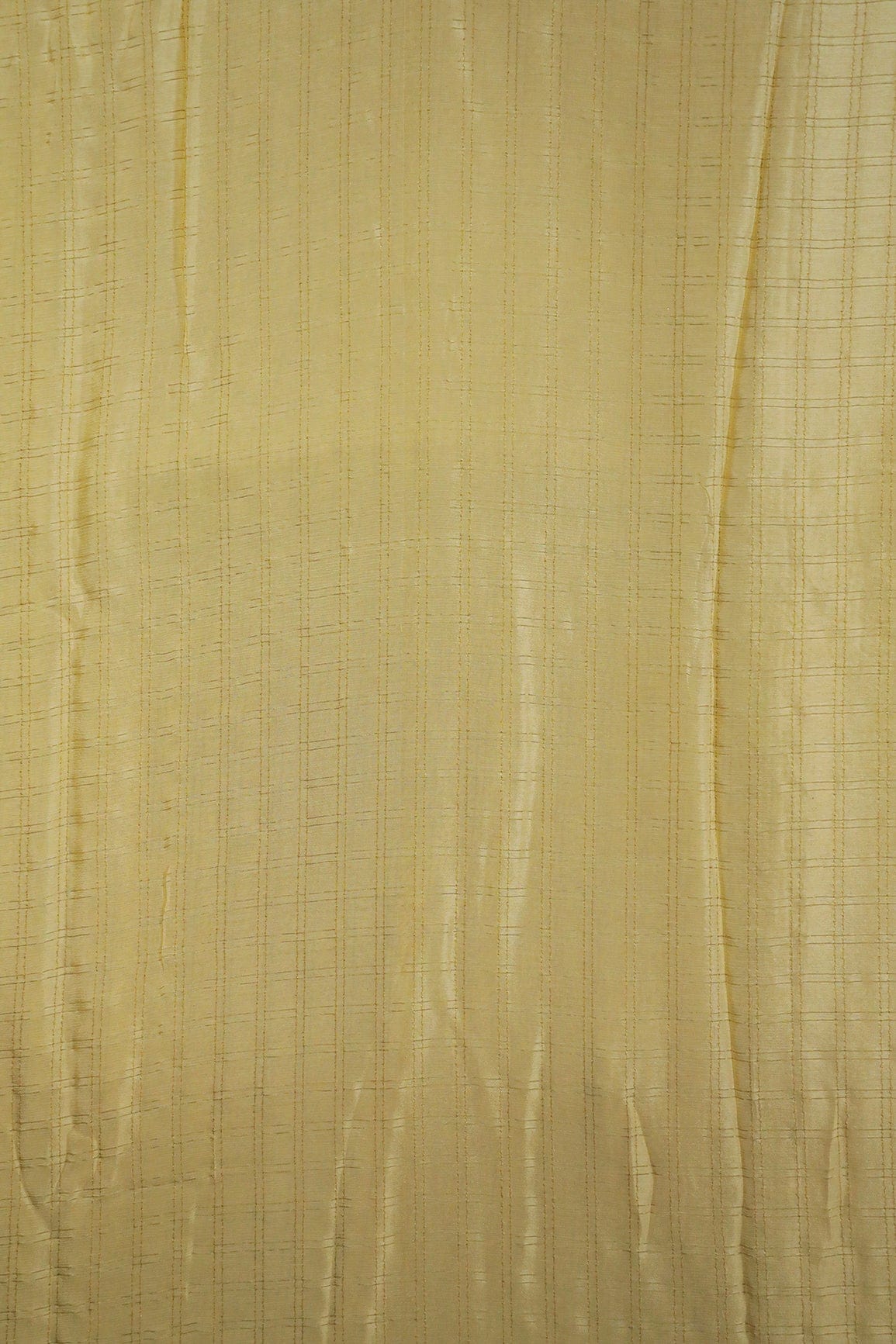 doeraa Banarasi Fabrics Mellow Yellow Checks Gold Zari Jacquard Pure Chinnon Chiffon Fabric