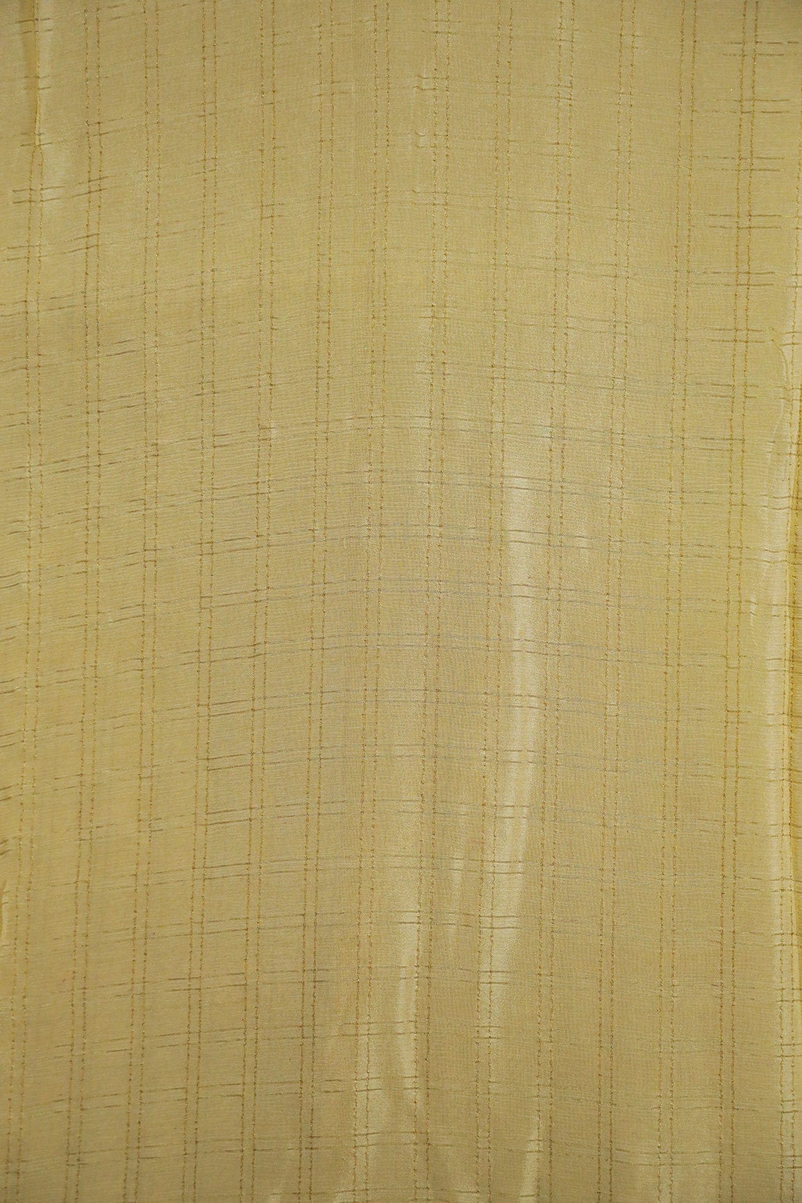 doeraa Banarasi Fabrics Mellow Yellow Checks Gold Zari Jacquard Pure Chinnon Chiffon Fabric