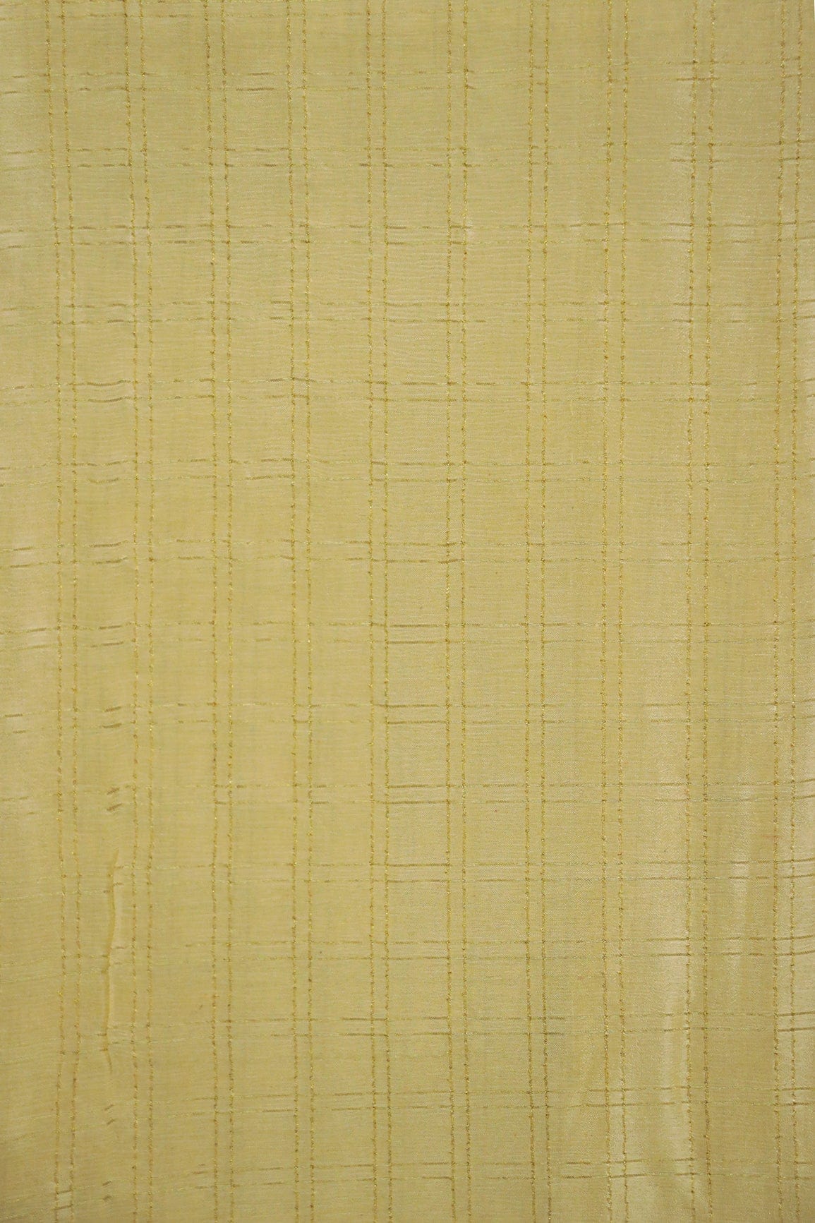 doeraa Banarasi Fabrics Mellow Yellow Checks Gold Zari Jacquard Pure Chinnon Chiffon Fabric
