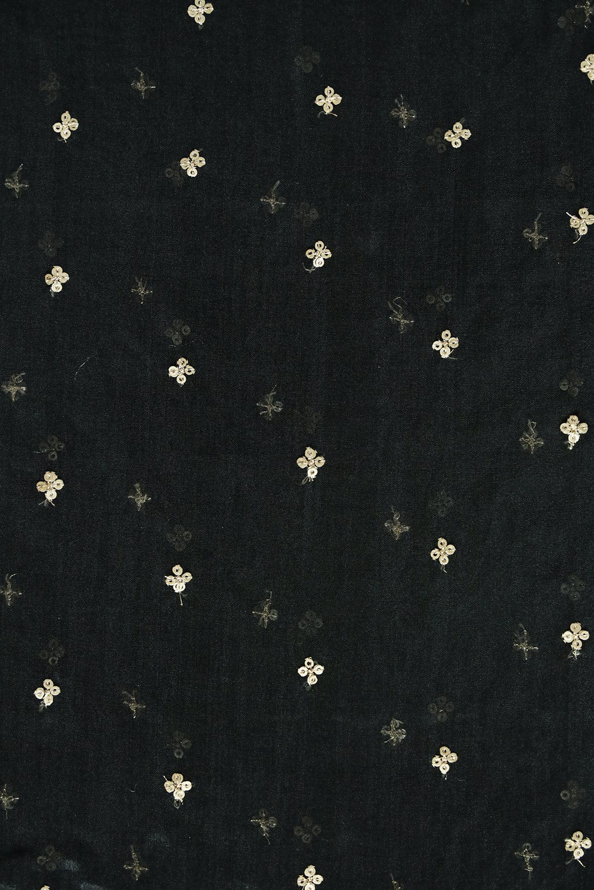 doeraa Embroidery Fabrics Gold Sequins Small Motif Embroidery Work On Black Organza Fabric