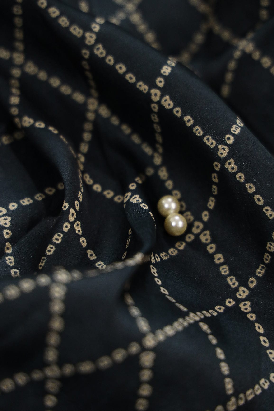 doeraa Prints Aesthetic Black Digital Print on Tussar Satin Fabric