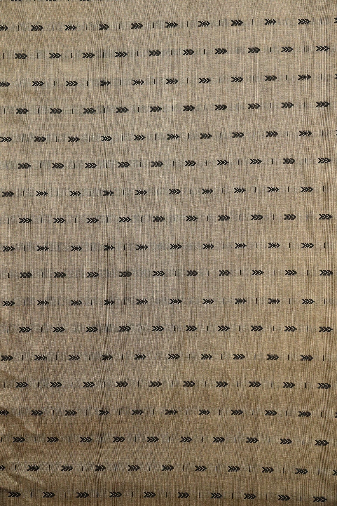 doeraa Prints Beige And Black Geometric Pattern Handwoven Two Tone Chanderi Silk Fabric