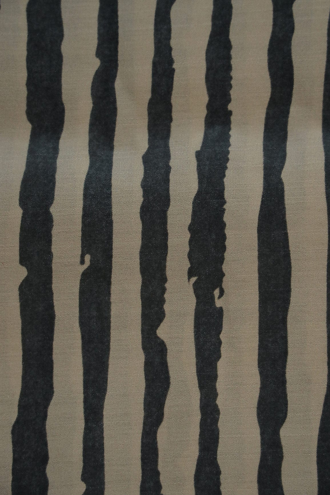 doeraa Prints Beige and Black Stripes Digital Print on Tussar Satin Fabric