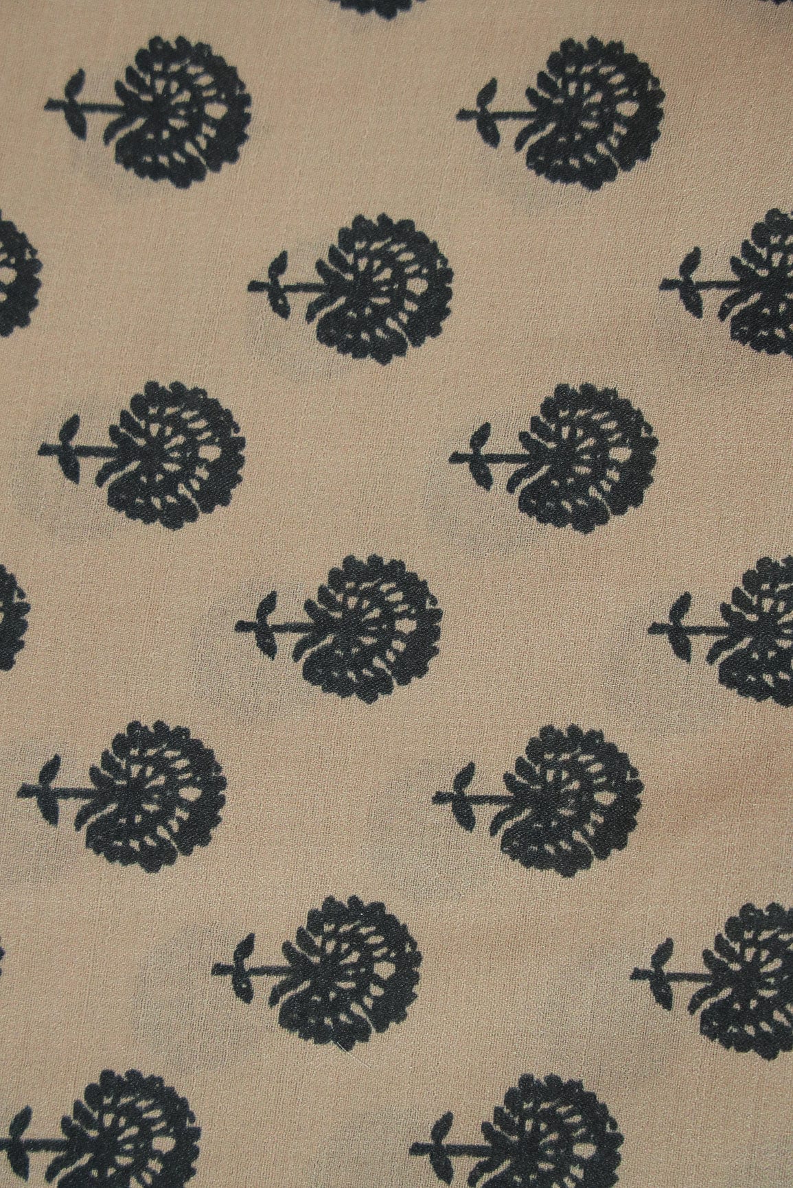 doeraa Prints Beige Motif Digital Print on Tussar Satin Fabric
