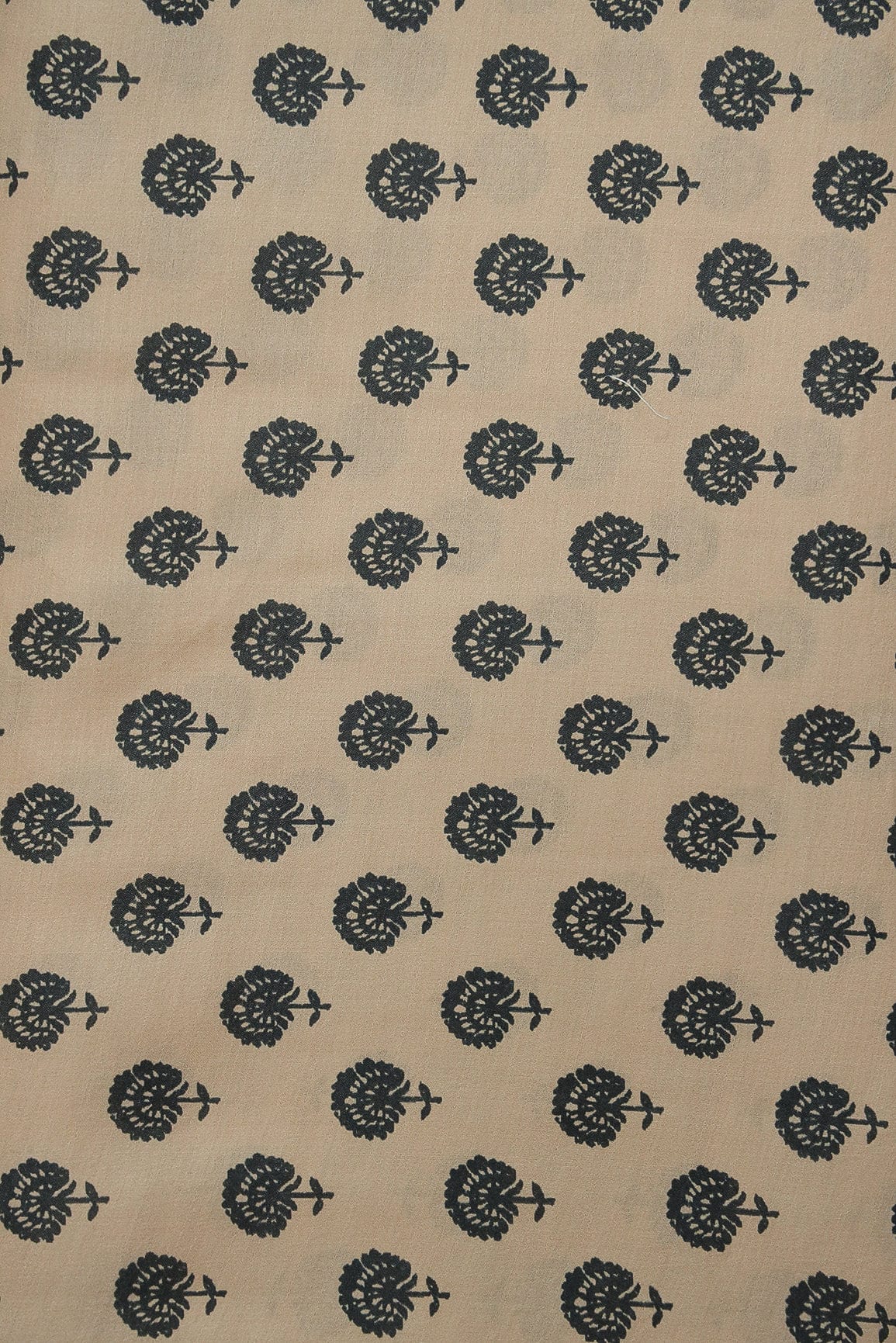 doeraa Prints Beige Motif Digital Print on Tussar Satin Fabric
