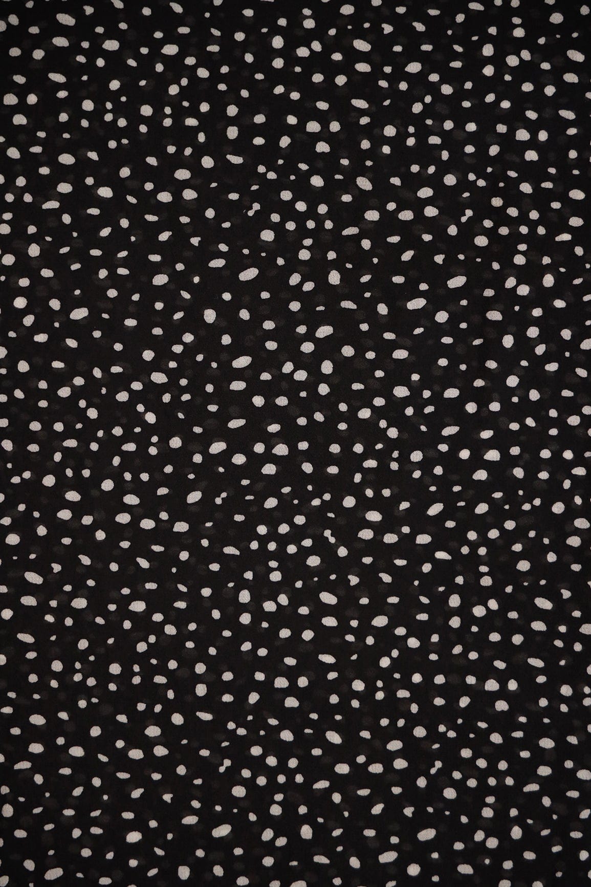 doeraa Prints Big Width "56" Black And White Polka Dots Digital Print On Georgette Fabric