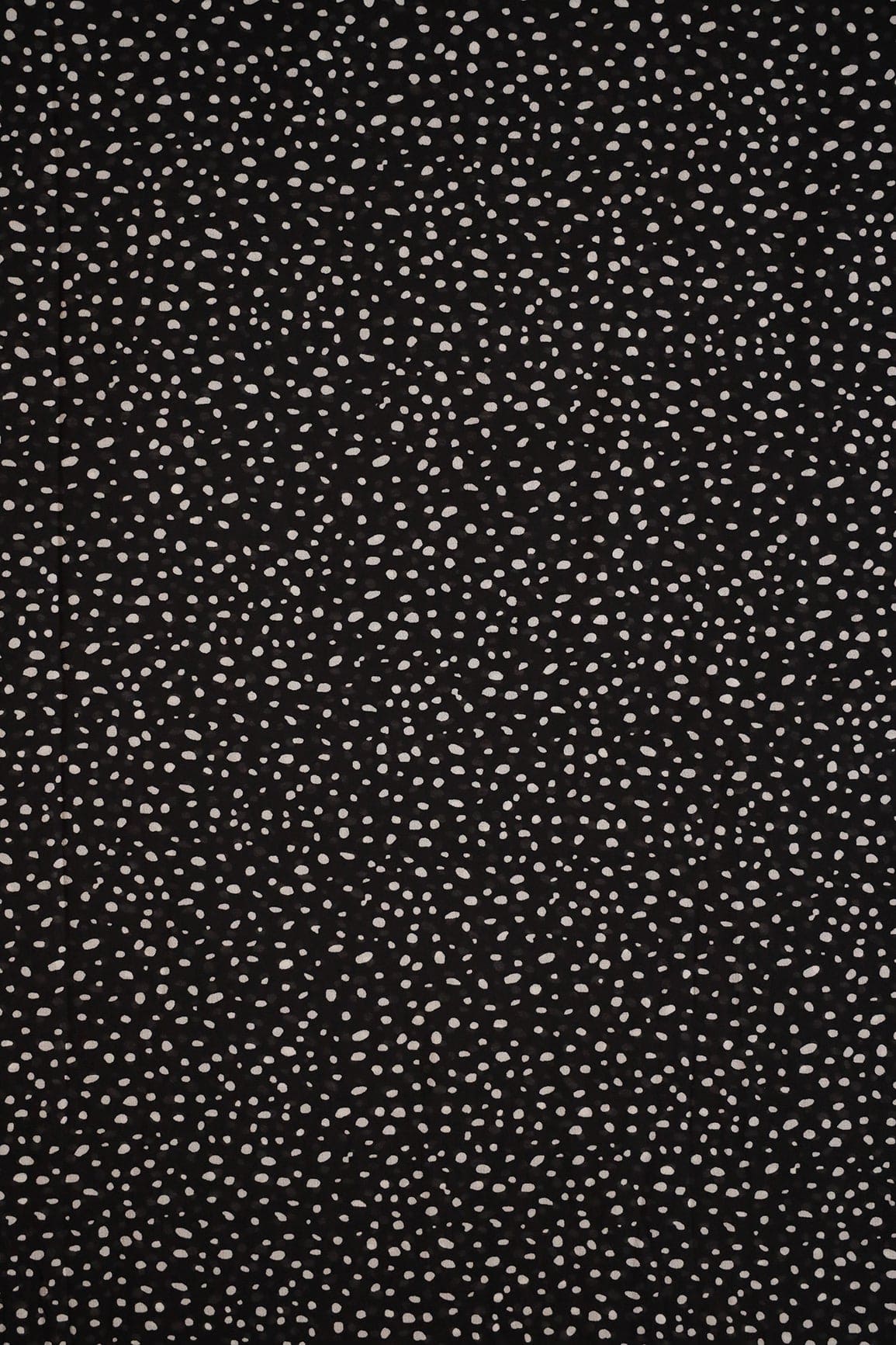 doeraa Prints Big Width "56" Black And White Polka Dots Digital Print On Georgette Fabric