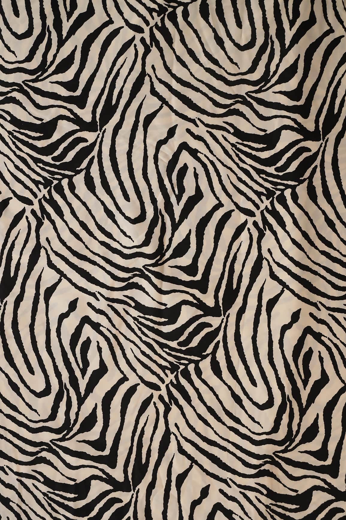 doeraa Prints Big Width "56" Black Animal Digital Print On White Crepe Satin Fabric