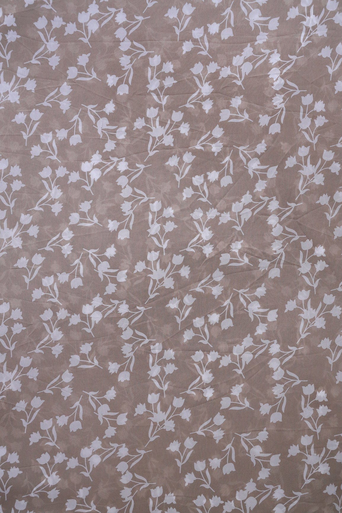 doeraa Prints Big Width "56" White Beautiful Floral Digital Print On Beige Georgette Fabric