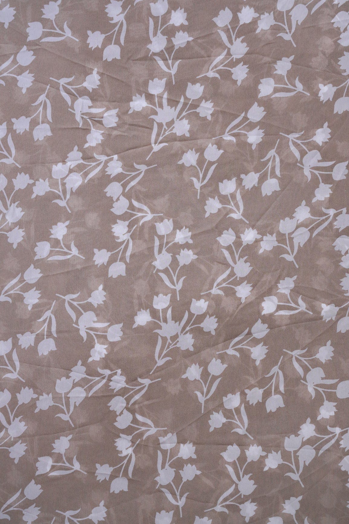 doeraa Prints Big Width "56" White Beautiful Floral Digital Print On Beige Georgette Fabric