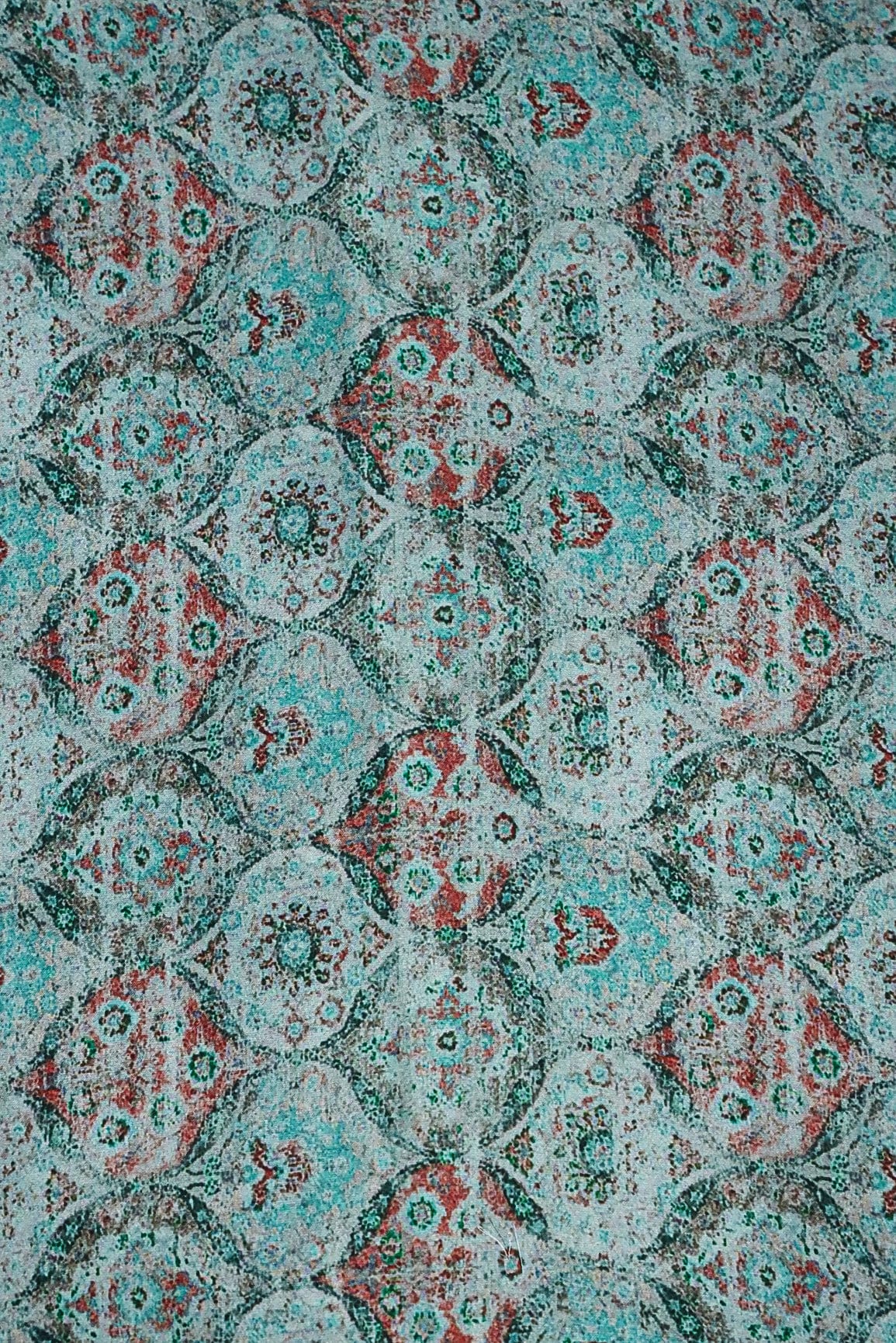doeraa Prints Blue Rusty Digital Print on Satin Fabric