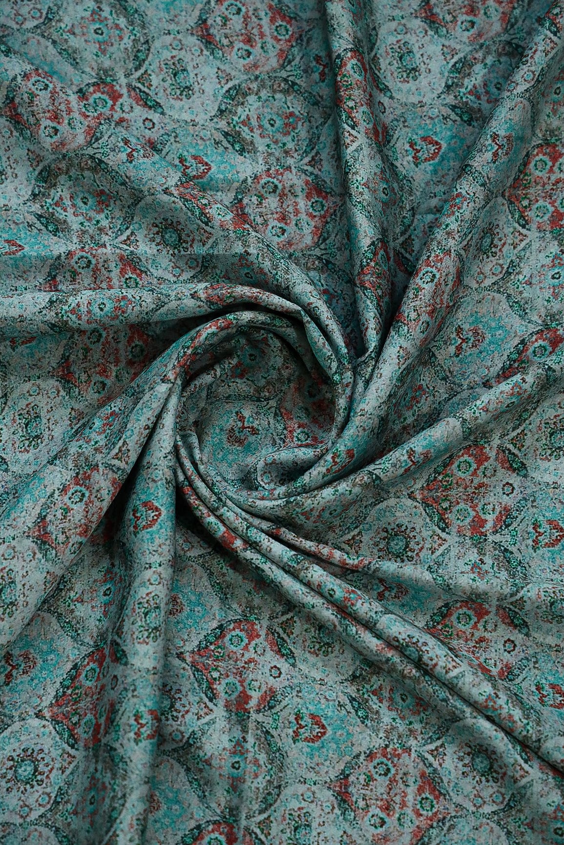 doeraa Prints Blue Rusty Digital Print on Satin Fabric
