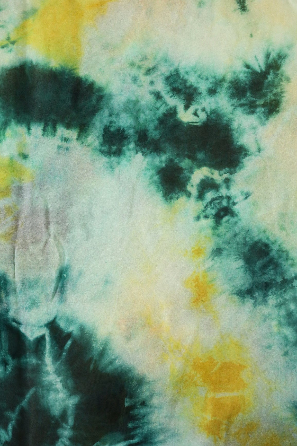 doeraa Prints Green And Yellow Tie & Dye Shibori Print On Viscose Georgette Fabric