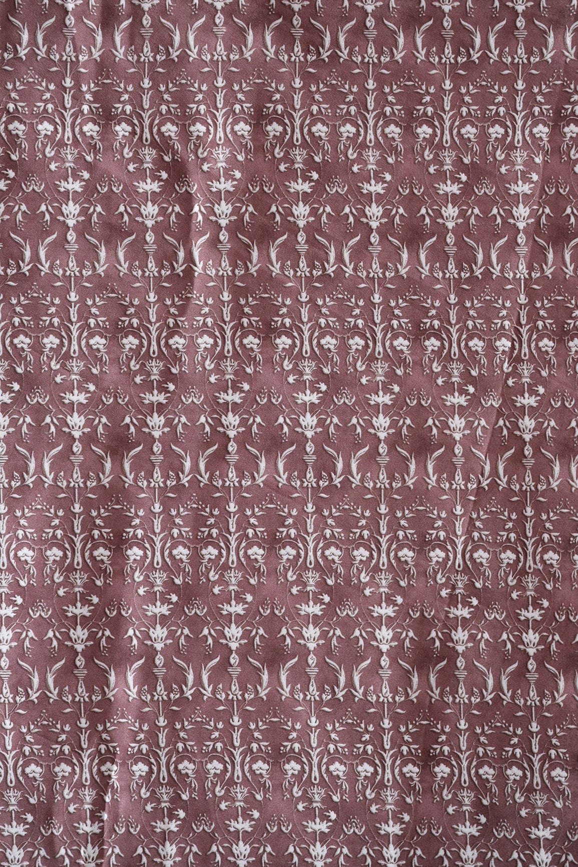 doeraa Prints Mauve Ethnic Pattern Digital Print On Satin Fabric