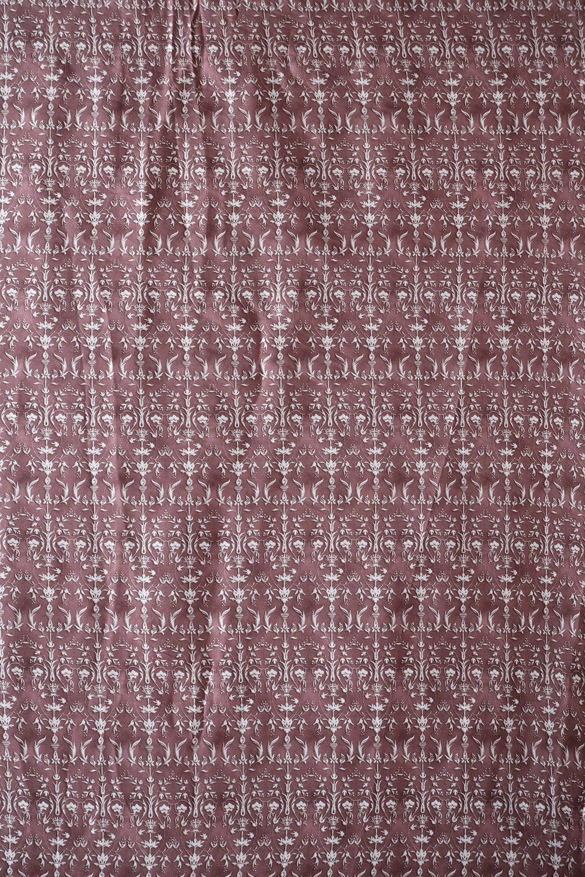 doeraa Prints Mauve Ethnic Pattern Digital Print On Satin Fabric