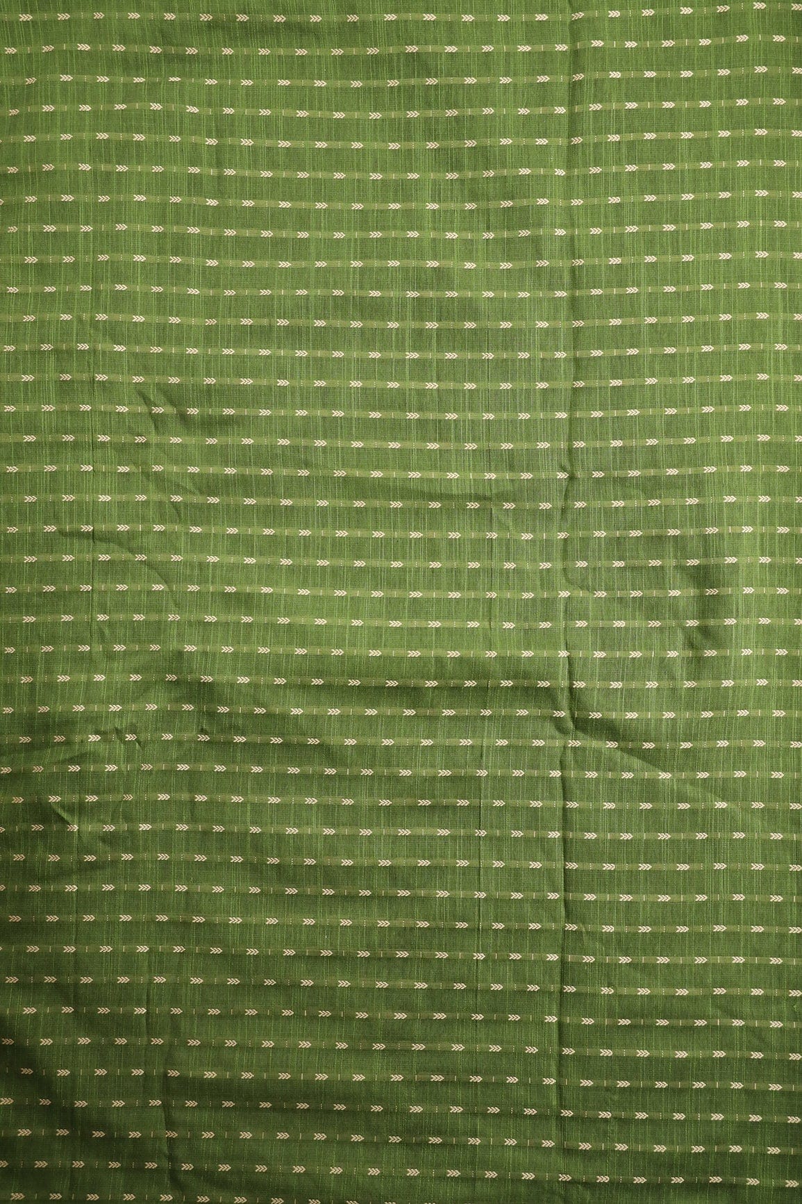doeraa Prints Olive Green And Beige Geometric Pattern Handwoven Two Tone Chanderi Silk Fabric