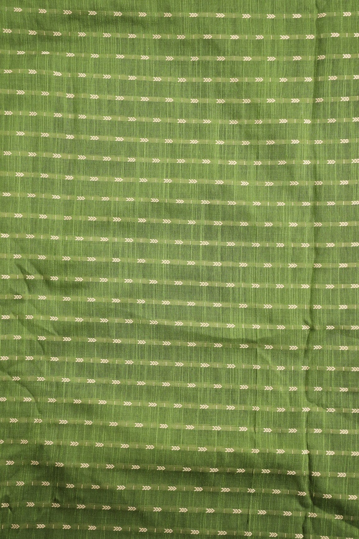 doeraa Prints Olive Green And Beige Geometric Pattern Handwoven Two Tone Chanderi Silk Fabric