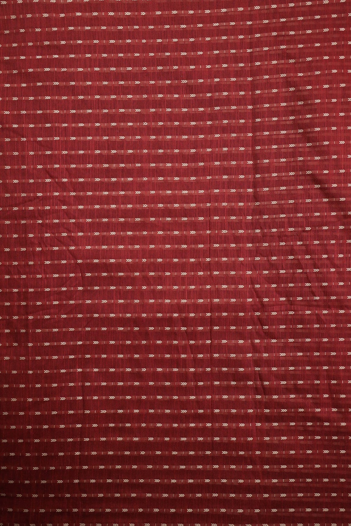 doeraa Prints Red And Beige Geometric Pattern Handwoven Two Tone Chanderi Silk Fabric